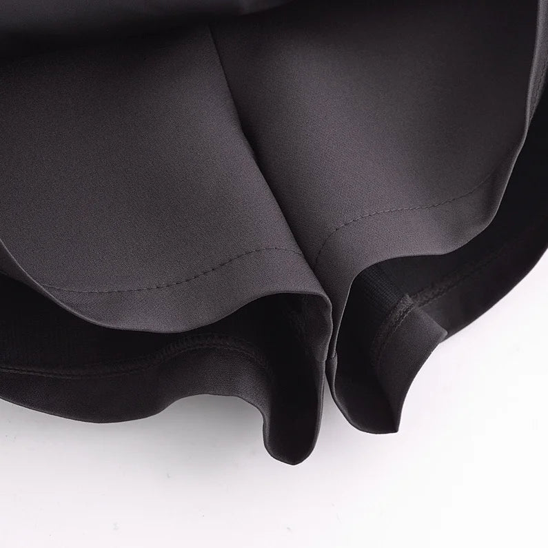 TRAF Shorts for Women Fashion Autumn Winter New Comfortable Casual Solid Color Side Zip Middle-waisted A-line Culotte Skirt Pant