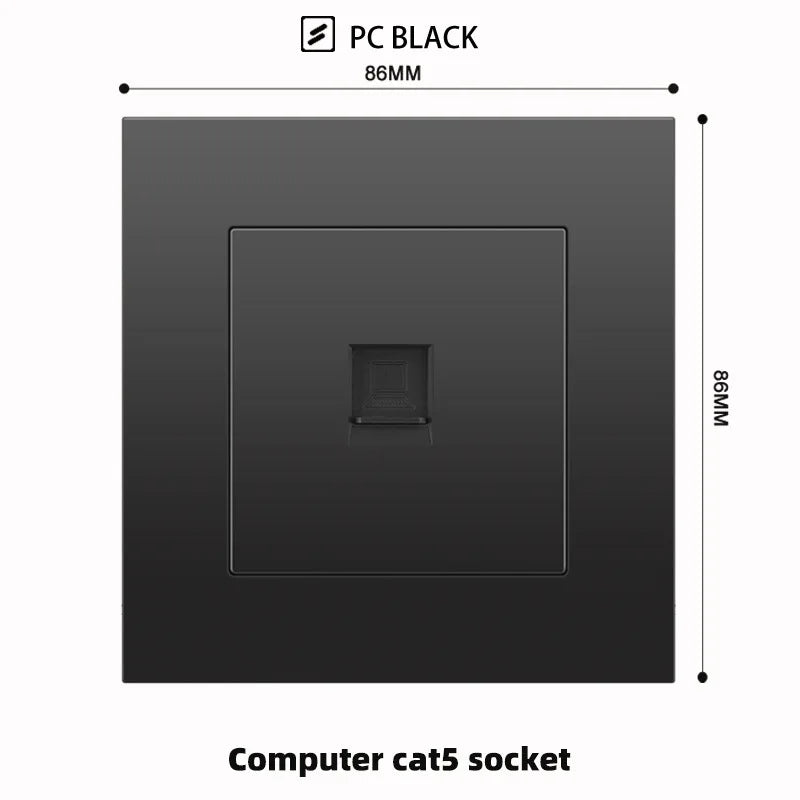 Schwarze UK 13A Wandsteckdose mit USB Typ C 18W Schnelllade-Steckdose, Wandsteckdose mit USB-Ladegerät, Schalter mit Steckdose