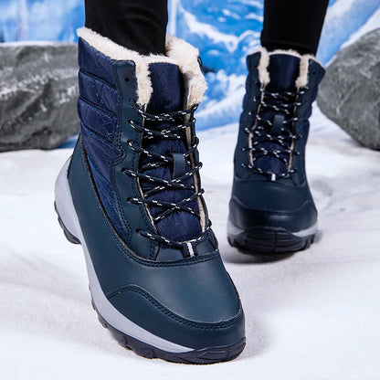 Snow Boots Woman Flat Woman Shoes Lace Up Women Shoes Solid Ankle Boots Warm Lightweight Women's Winter Boots Botas Mujer.