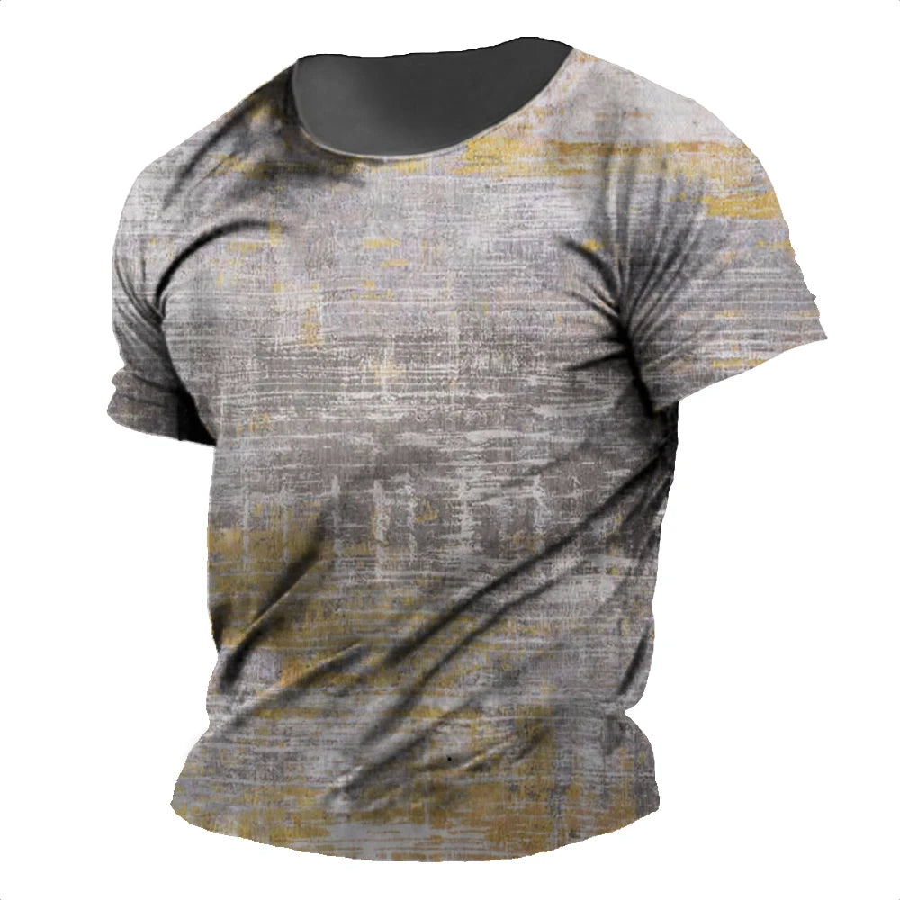 Vintage Printed Men's T-shirt Daily Striped Shirt Summer Round Neck Short Sleeve Tees Oversized Sweatshirt Male Cheap Clothing.