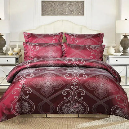 European Satin Jacquard Duvet Cover Set High Quality Smooth and Skin Friendly Comforter Cover Set Summer Bedding Kit for Adults.