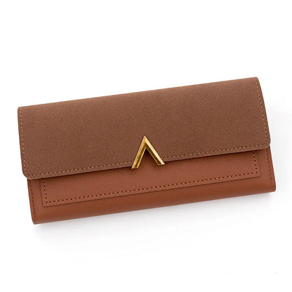 New Korean version women's wallet long V-shaped buckle three fold wallet for women, hand-held bag, change card bag