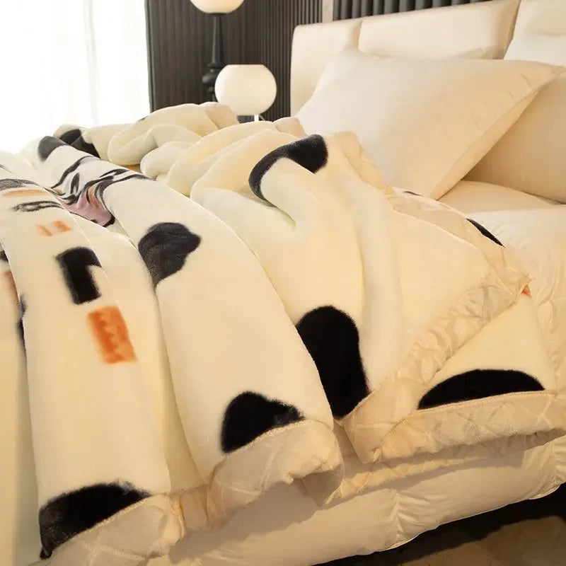 Double-deck Thickening Blanket Winter Dormitory Siesta Plush Fur Quilt Keep Warm Soft Comfortable Coral Fleece Sheet Bed Cover