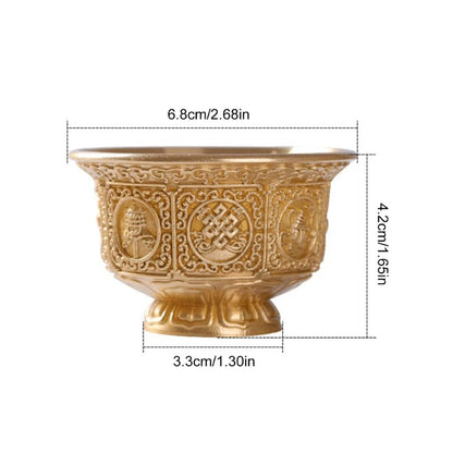 Tibetan Eight Auspicious Symbols Offering Bowl Holy Water Cup for Buddhist Ritual Buddhas Home Decoration 37JD.