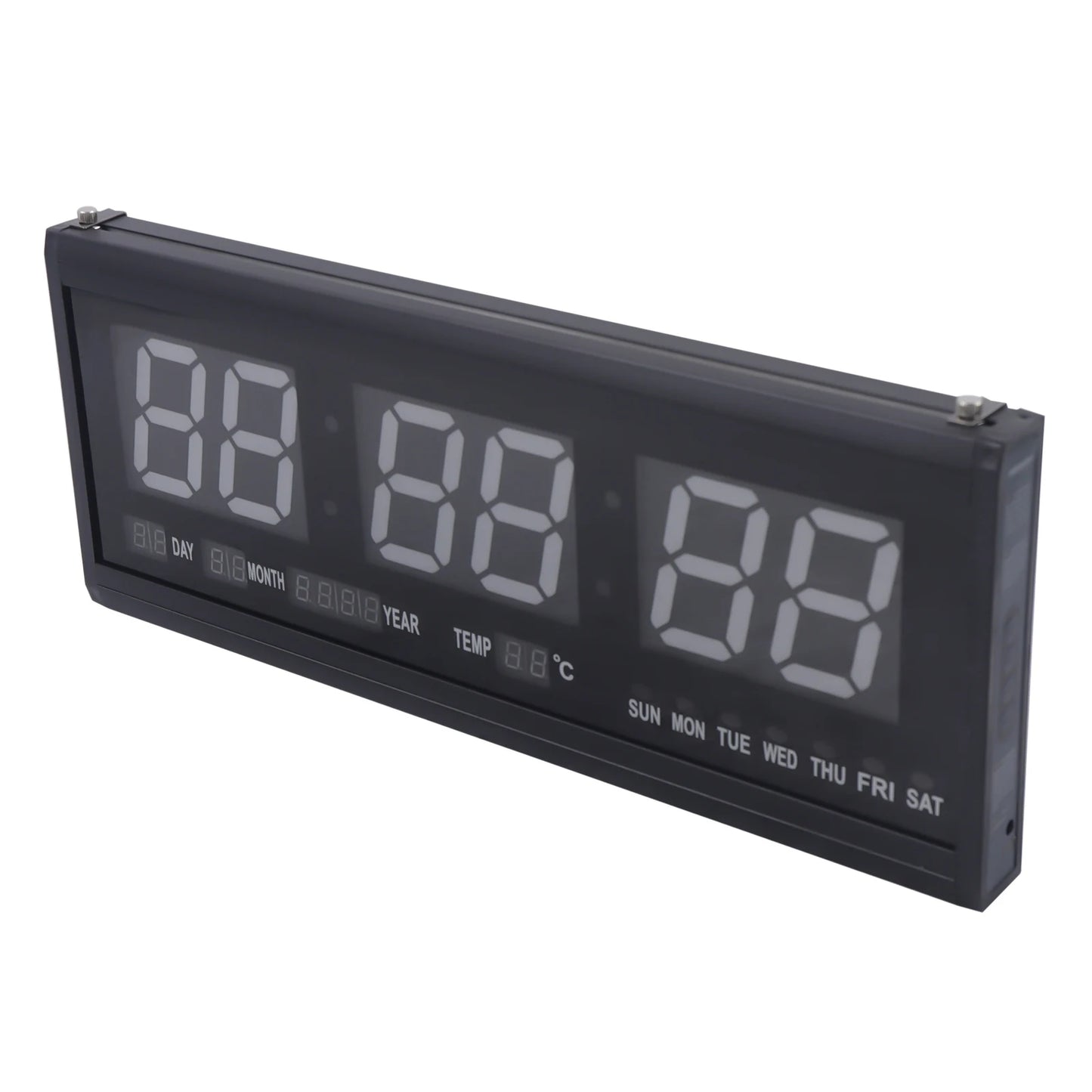 220 V große LED-Digital-Wanduhr, Zeit, Temperatur, Datum, Woche, Anzeige, automatischer Dimmer, leuchtende, leise Tischuhr, Wanduhr, 48 x 19 cm