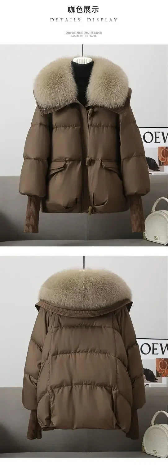 2025 Winter Neue Unten Kurze Gepolsterte Jacke Frauen Parkas Pelz Kragen Dicke Baumwolle Mäntel Kleidung Schwarz Casual Oberbekleidung Weibliche neue.