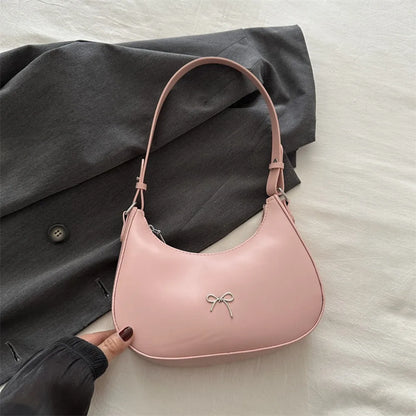 Bowknot Armpit Bag Korean Underarm Bag Luxury PU Leather Y2K Handbag Girls Shoulder Bag