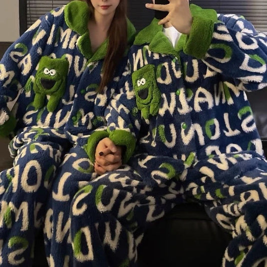 Winter Fleece-gefüttert Verdickte Korallen Fleece Pyjamas Für Männer Lange Plüsch Geeignet Für Oberbekleidung Hause Tragen Paar Pyjamas Set für.