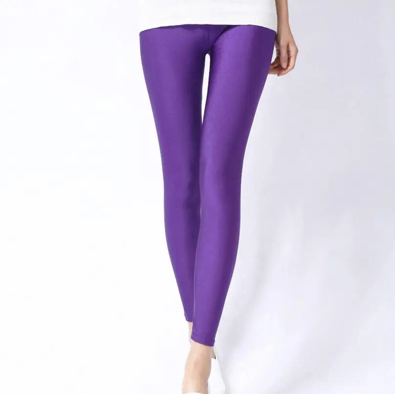 New Spring Solid Candy Neon Leggings for Women High Stretched Female Legging Pants Girl Clothing Leggins Plug Size.