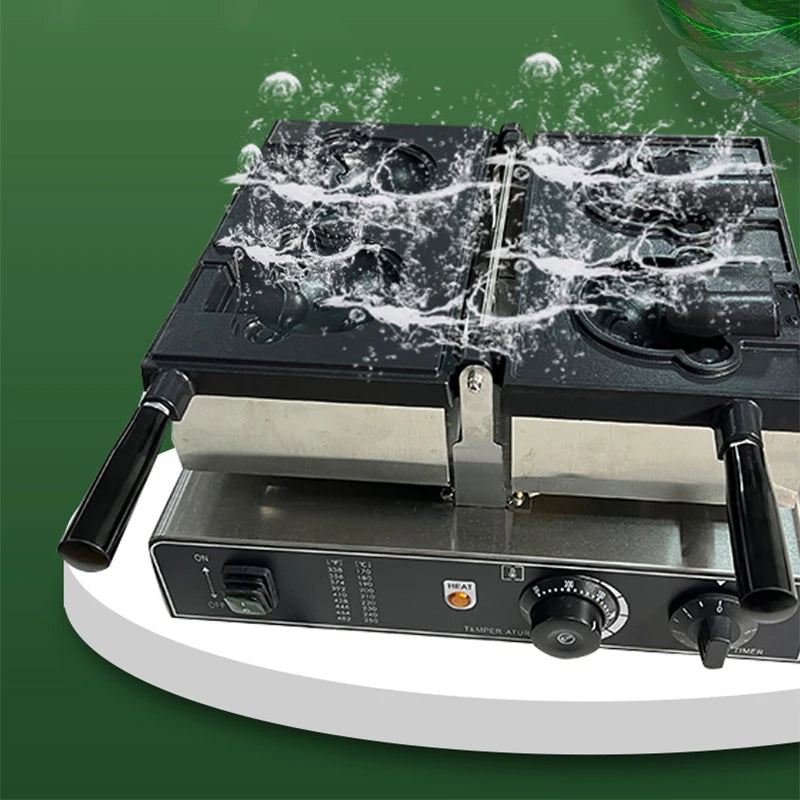 Commercial Taiyaki Bear Shaped Waffle Maker Open Mouth Ice Cream Bear Taiyaki Machine Bear Cone Maker.