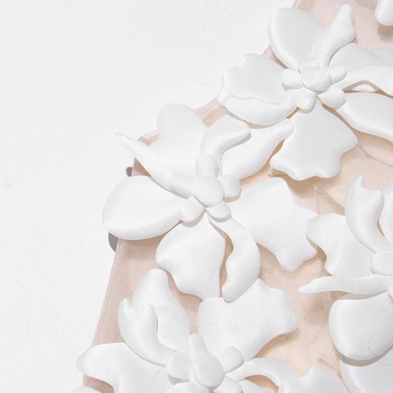 ZMEENNA Elegant White Floral Applique Jumpsuit For Women Sleeveless Wide Leg Romper With Sheer Mesh Top Perfect ZM726.