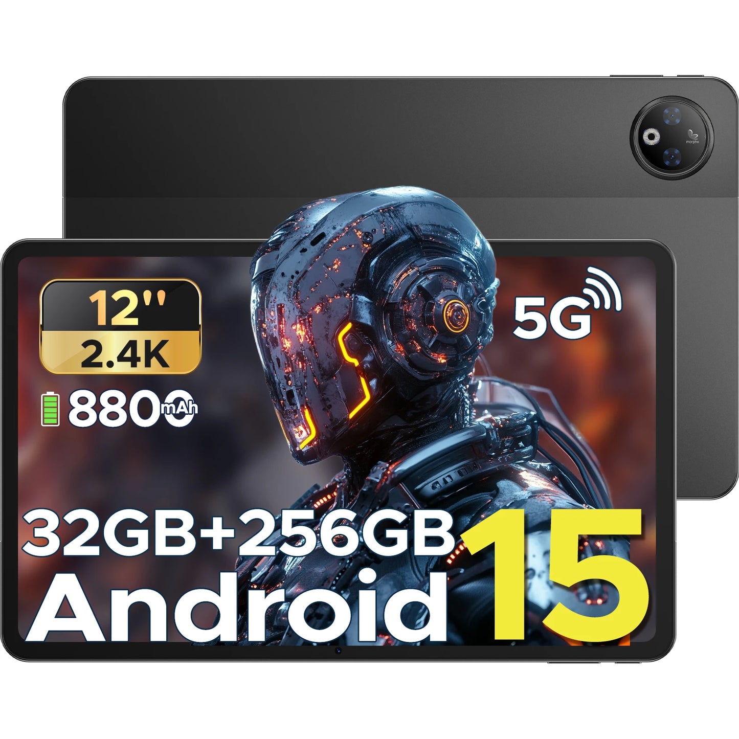 Doogee V Pad 5g 2 in 1 Tablet Pc 12" Dimensity 7050 Android 15 32Gb Ram (8+24) 256Gb Rom 8800Mah Battery Wifi 6 Ultra-Thin 5g Pc