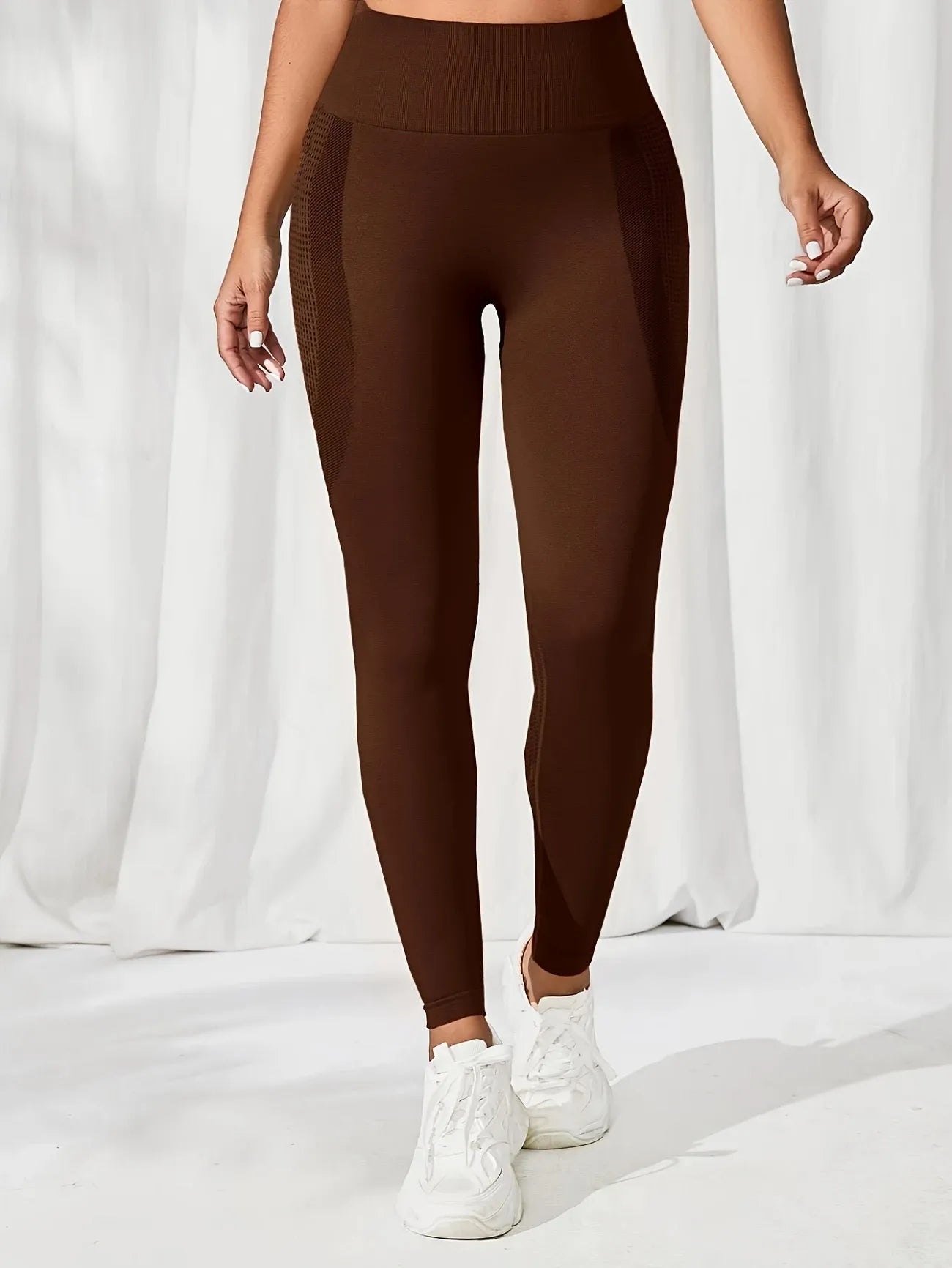 Atmungsaktive Yoga-Leggings mit hoher Taille für Damen, einfarbig, Bauchkontrolle, Sportbekleidung, bequeme Fitness-Studio-Strumpfhose, Activewear.