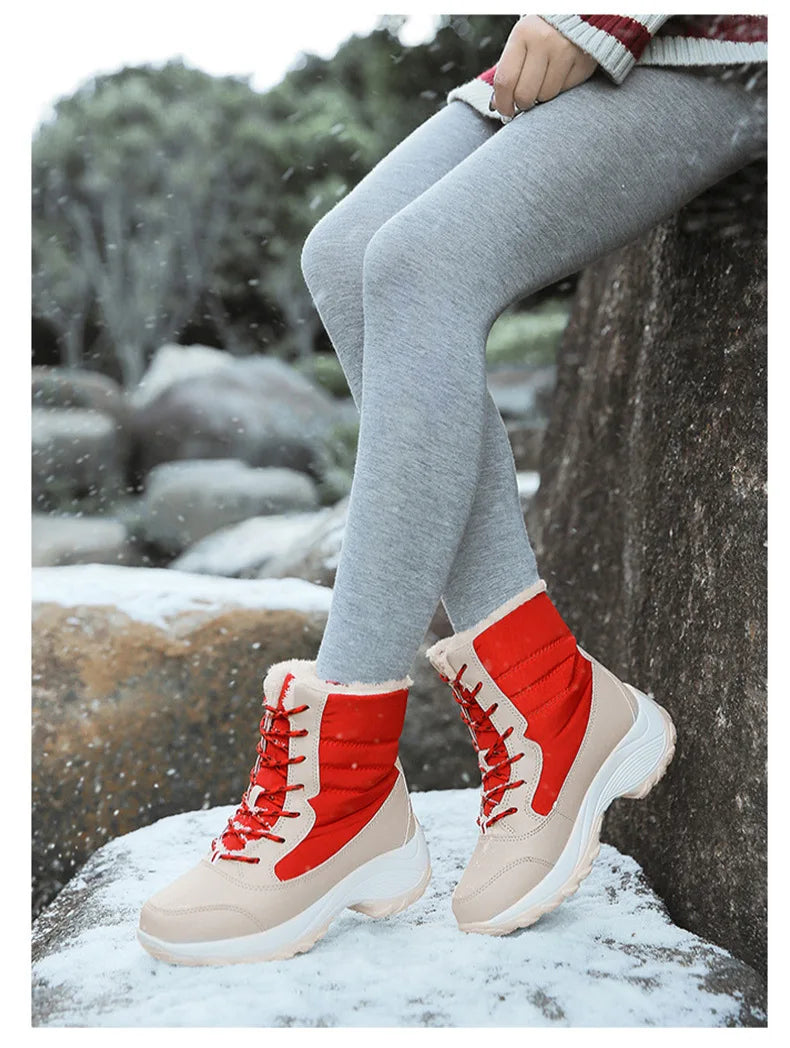 Women's Boots Lightweight Fur Boots Ankle Heels Winter Shoes Woman Fashion White Platform Botas Mujer Snow Boots Winter Footwear