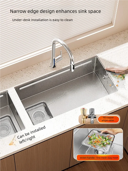 316L Stainless Steels Kitchen Sink Scratch and Grease Resistant Large Single Slot Household Left Right Mount Undermount Basin