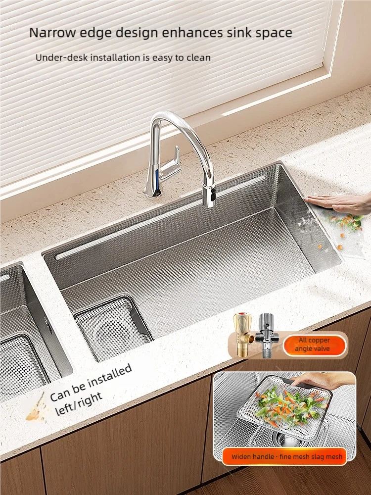Kitchen Sink 316L Stainless Steels Nano Brushed Surface Large Single Slot Dishwash and Vegetable Washing Basin Undermount Basin