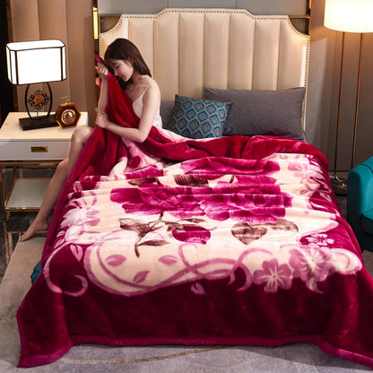 Heavy Fleece Blanket King Double Ply Blanket - Soft Warm Thick Mink Plush Fleece Raschel Bed Blanket for Autumn,Winter,Bed Gifts.