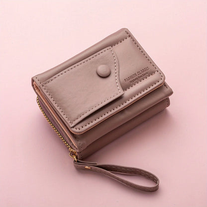 Zipper Wallet, Tower Buckle Zero Wallet, Women's Short Handheld Bag,Mini Travel Storage Bag,Solid Color Simple Versatile Fashion.