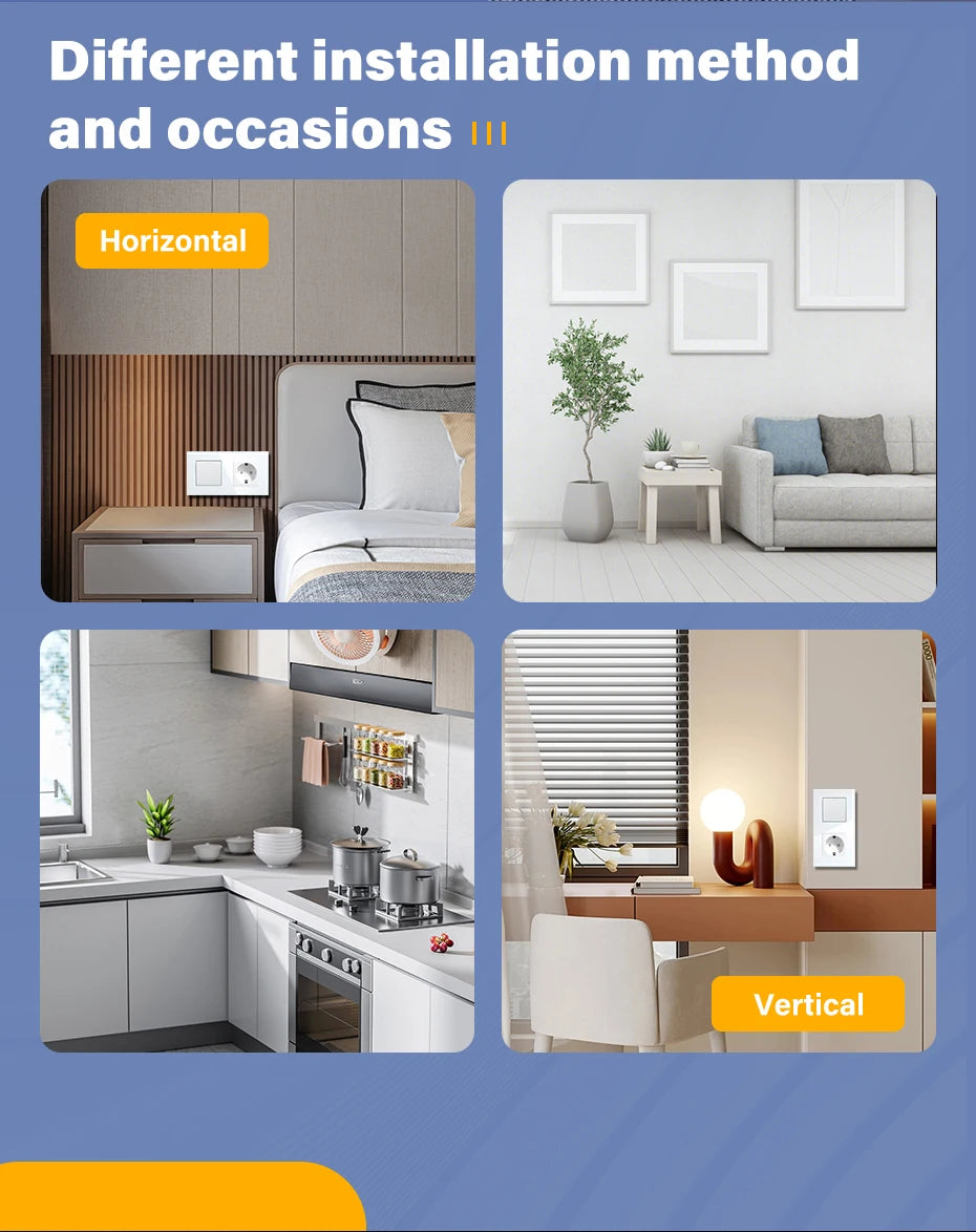 BSEED 1/2/3 Gang Wandschalter 2-Wege-Treppenlichtschalter Plus Typ-C USB-Buchse EU-Standard-Glasscheibe.