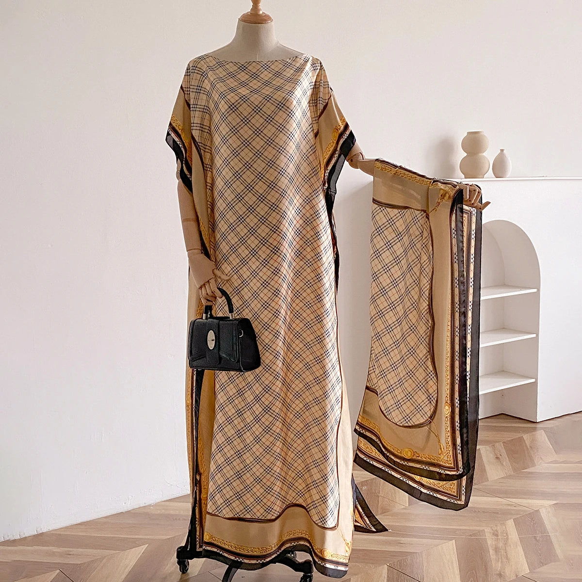 Sommer Neue Mode Afrikanische Kleider Für Frauen Elegante Gedruckt Seide Muslimischen Dame Lange Hijab Kaftan Kleid Oversize Kuwait Abaya.