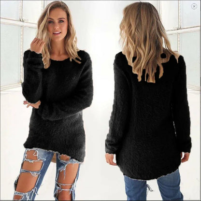 Frauen warmen Pullover einfarbig o Hals lose Baumwolle gestrickt Pullover langen Pullover lässig übergroße Bluse Damen Hipster Kleidung