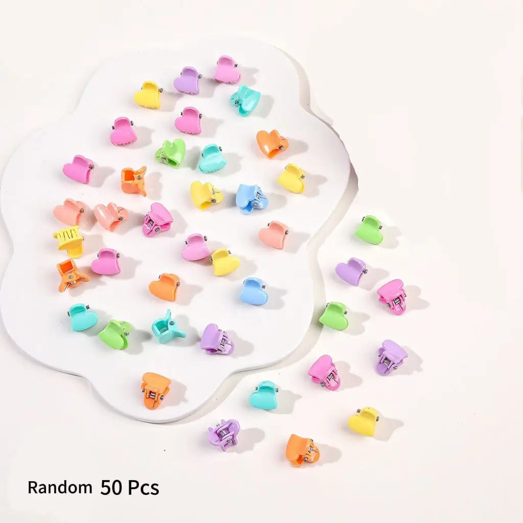 50Pcs Flower Hair Clips Multi color Mini Cute Hair Styling Accessories for Girls and Women Birthday Gifts,10 Colors at Least.