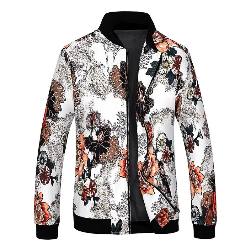 Spring new men's handsome printing men's jacket, fashion casual youth Slim sports jacket, Asian size M-6XL