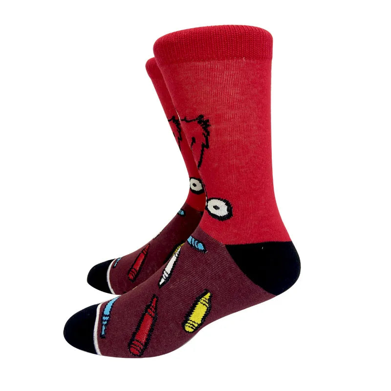 New 1 Pair The Simpsons Harajuku Women Men Socks Cartoon Personality Skateboard Socks Anime Middle Tube Cotton Unisex Socks