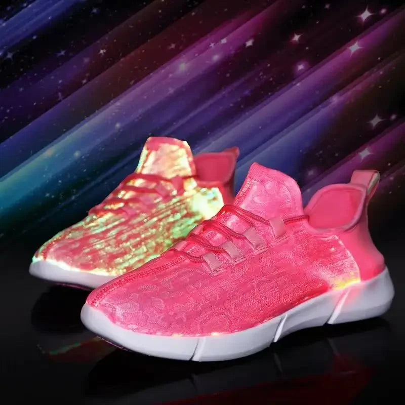 Fiber LED Shoes Light up Flashing -7 Monochrome LED Shoes Halloween Adult Boys Girls Women Children USB charging.