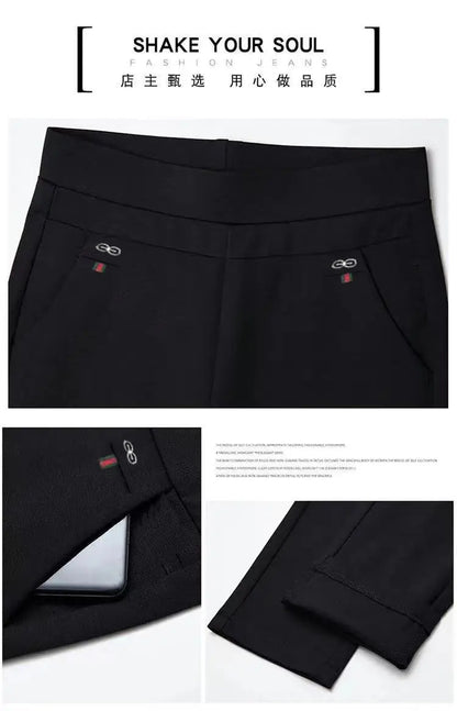 Büro Dame Feste Big Size 6XL Alle-spiel Bleistift Hosen Frühling Herbst Mode Frauen Elastische Hohe Taille Taschen Gerade hosen.