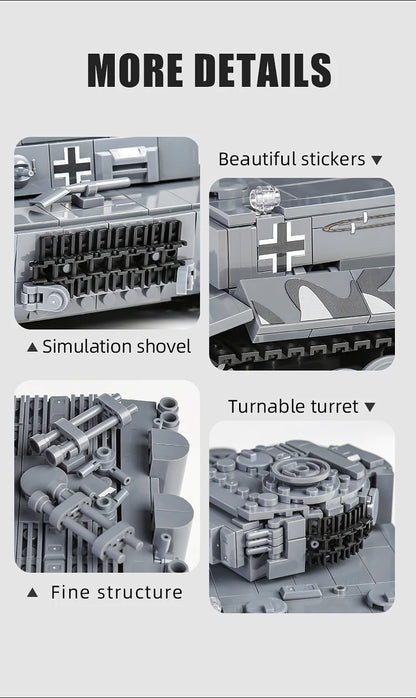 Mould King 20014 Military Toys The APP&RC Motorized Tiger Tank Model Assembly Technical Car Building Block Kids Christmas Gifts.
