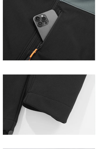 Jacket Coat Winter Soft Case Male Outdoor Sports Hooded Coat Multi-pocket Inside Fleece Casual Waterproof Windproof Sport Jacket.