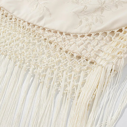 MUJER Embroidery Lace Long Skirt Woman High Waist Midi Skirts for Women Summer Beach Skirt Woman Tassel Women's Skirts Cylinder.