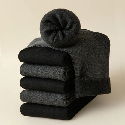 2 Pairs Men Winter Socks Warm Thicken Thermal Snow Boots Solid Color Floor Socks Soft Outdoor Anti-Cold Cashmere Socks.