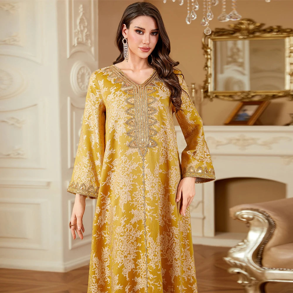 New Women Muslim Embroidery Maxi Dress Abaya Dubai Kaftan Eid Djellaba Kebaya Caftan Marocain Femme Robe Islam Jalabiya Vestidos.