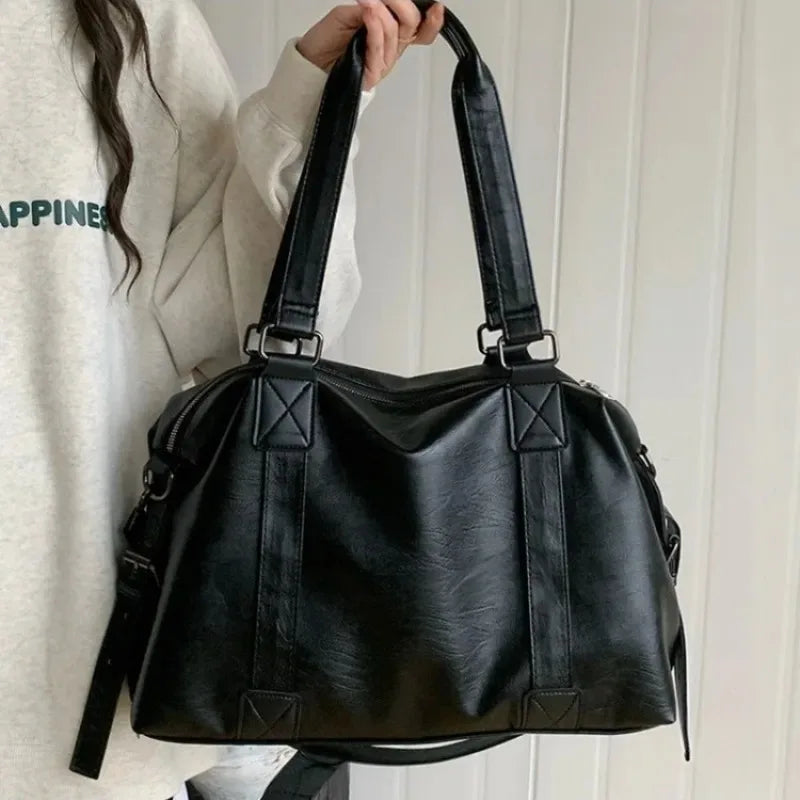 Fashion Tote Bag Leather Women Bag Simplicity Handbag Solid Vintage Shoulder Messenger Bag for Ladies.