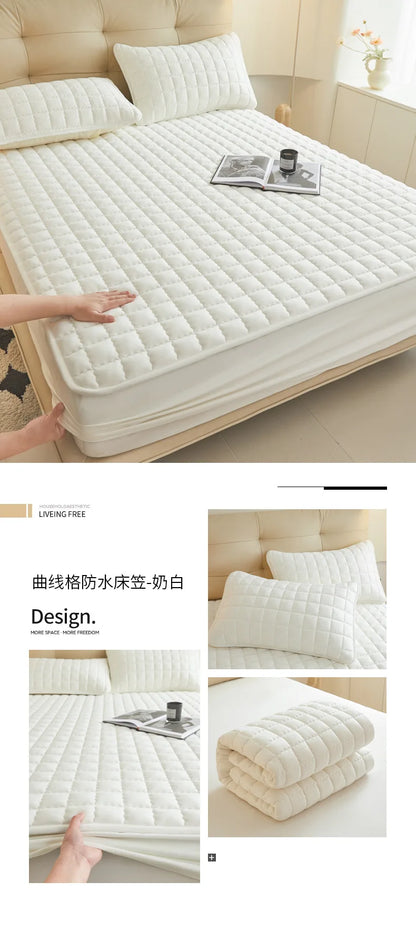 2025 New Thickening Quilted Waterproof Mattress Skin-friendly Slow rebound Cushion Anti-wrinkle Single double size Fitted Mat