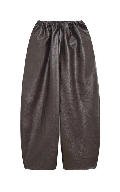 Stylish Leather Solid Jacket Pants Set Women Stand Collar Zipper Coat Loose Trousers Sets Female 2025 Autumn Fashion Streetwears