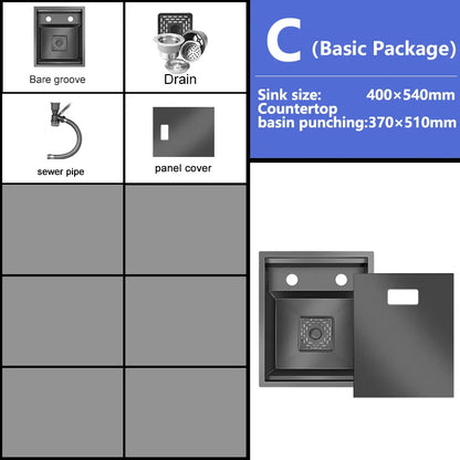 Hidden Sink Stainless Steel Kitchen Sink Apartment Bar Mini Single Slot Touring Car Multi-functional Wash Basin With Cover Plate