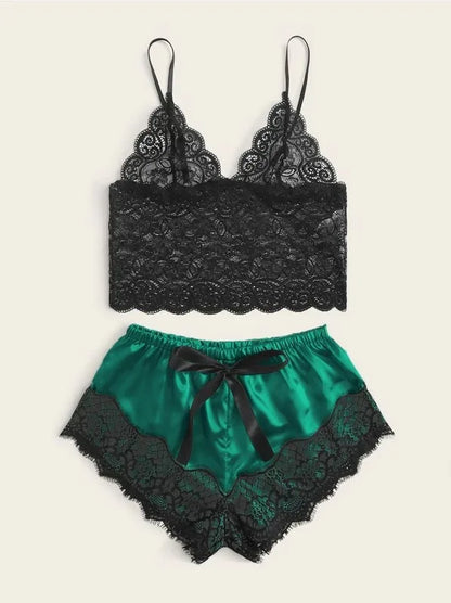 Weibliche Pyjama Sets Spaghetti Strap Top und Shorts Pyjamas Sexy Dessous Seide Satin Nachtwäsche Sommer Hause Tragen Frauen Schlaf Tuch.