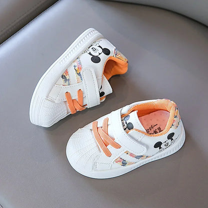 Disney White Casual Shoes For Baby Boy Girl Brand Children Sneaker Mickey Mouse Kids Sports Shoes Toddler Walking Shoes Size 25.
