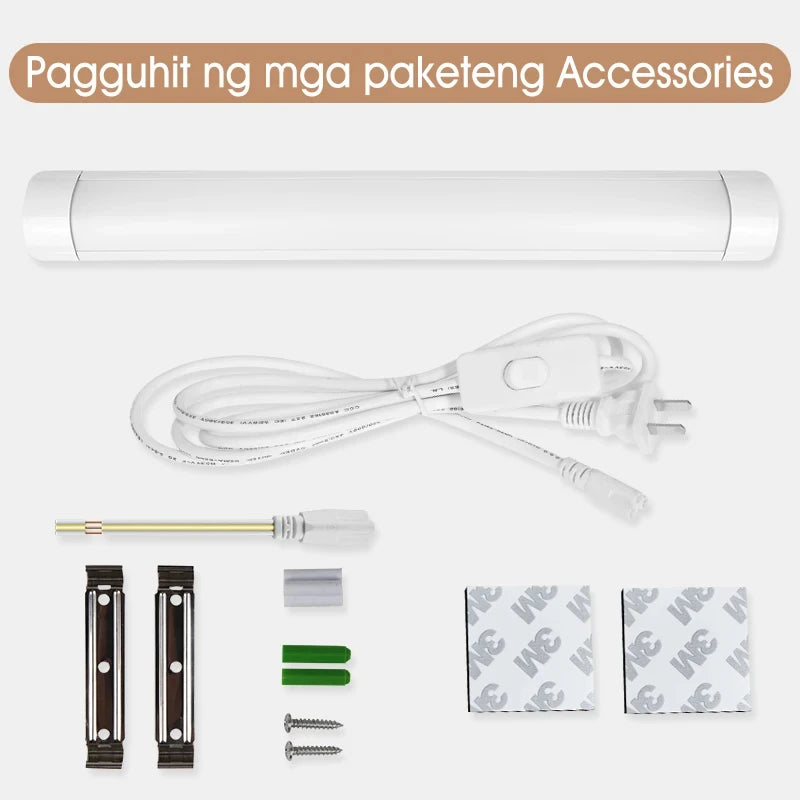 Led Tube Light With Switch Wire 110V 220V 30/50cm Lighting Strip Lamps 10W 20W For  Living Room Bedroom Closet Kitchen Lamp.