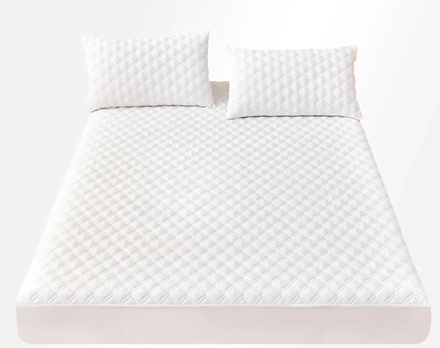 WASART Waterproof mattress protector cover quilted thicken elastic fitted sheet style couple double bed protection pad king size.