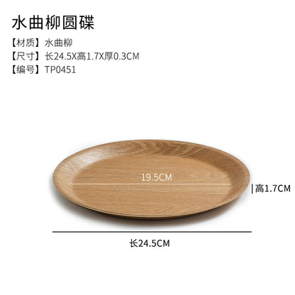 Wooden Dinner Plate Round Dessert Plate Wood Plate Coffee Cake Tray Bakery Bread Display Tray Kitchen Tableware Accessories