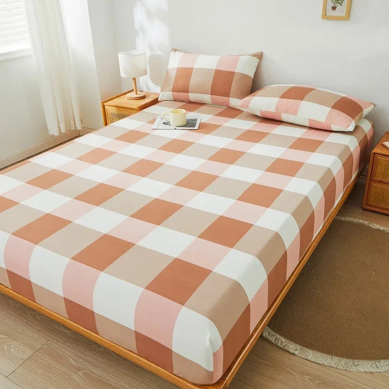 Brushed Mattress Cover Double/Queen Size Solid Color Fitted Sheet For Double Bed Anti-Mite 침대커버 200X220cm 매트리스커버 (No Pillowcase).