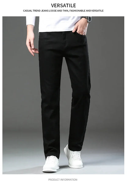 Slim Fit Casual Men's Jeans Youth Straight Leg Regular Business Elastic Long Trousers Autumn New Arrival from Mainland China