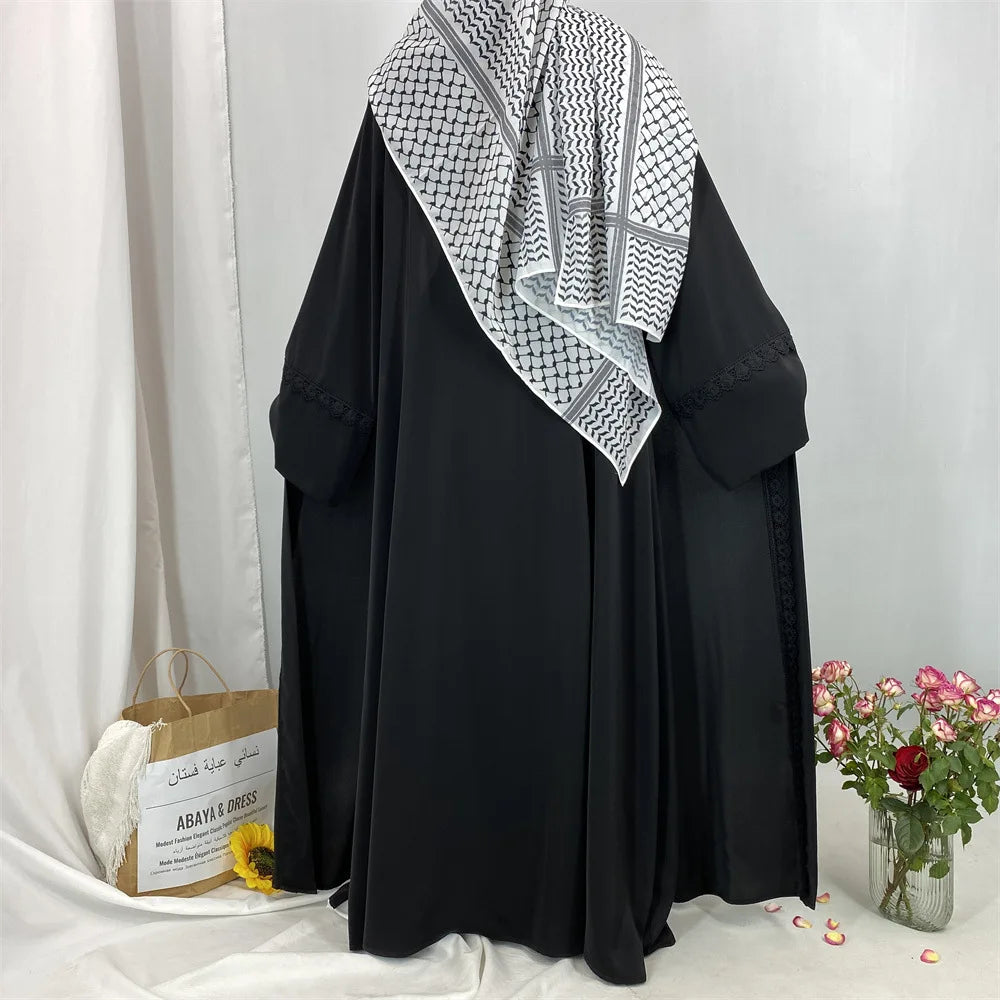 Ramadan Eid Mubarak Open Black White Muslim Modest Kimono Abaya Damen Dubai Islam Women Kebaya Kaftan Robe Femme Musulmane.