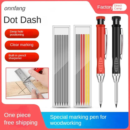 2,8 mm solider Zimmermanns-Druckbleistift mit Spitzer für Holzbearbeitungsbau, langer Kopf, Zimmermannsbleistift, Schreibwarenbedarf.