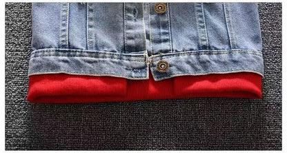 2024 Autumn Winter Boys Jean Set Jacket New Cowboy Jeans Suit Jacket Handsome Children Clothing.