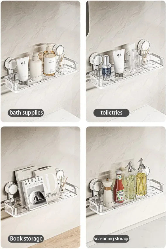 Saugnapf Badezimmer Dusche Gel Lagerung Rack Ohne Stanzen Waschbecken Rack Waschraum Wand-montiert Kosmetik Lagerung Rack